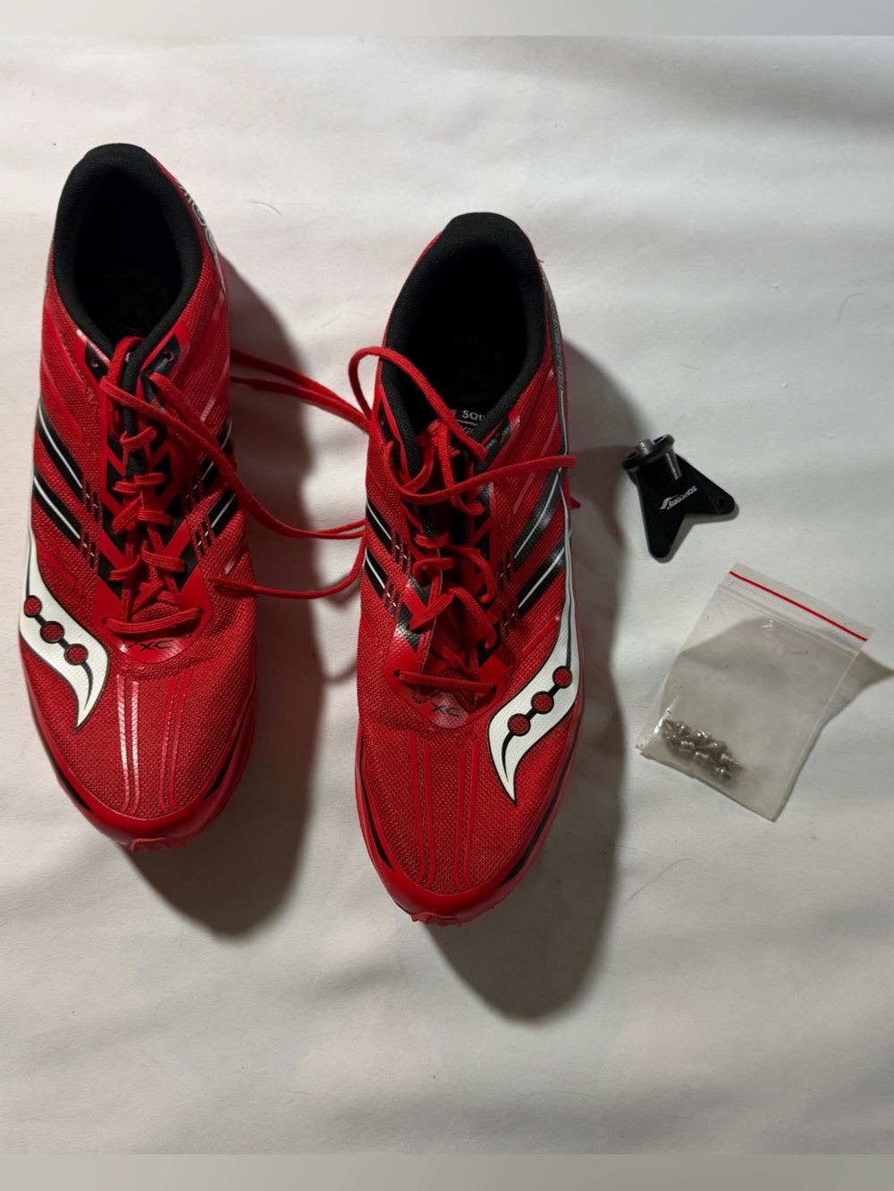 Saucony Red Kilkenny XC7 Spikes with Black Accents